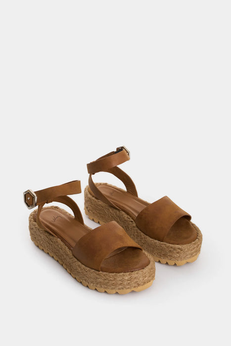 SANDALIA PLATAFORMA SALEM DE CUERO PARA MUJER FIBRA NATURAL