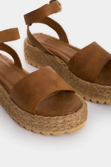 SANDALIA PLATAFORMA SALEM DE CUERO PARA MUJER FIBRA NATURAL