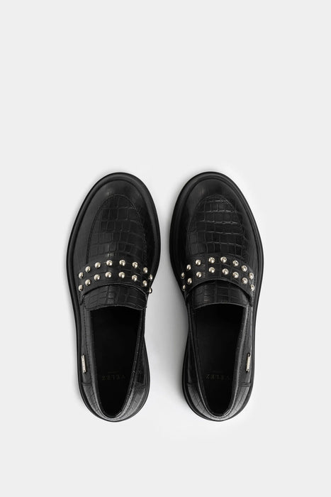 MOCASINES TRACTORADOS DE CUERO FOLIA PARA MUJER DETALLE TACHES