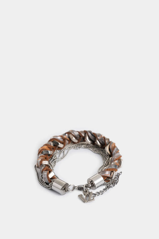 Pulsera Lucia de cuero trenzado cadena millaré