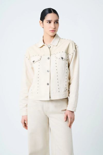 CHAQUETA ORQUÍDEA DE ALGODÓN Y CÁÑAMO PARA MUJER SILUETA OVERSIZED