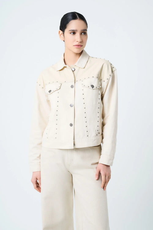 CHAQUETA ORQUÍDEA DE ALGODÓN Y CÁÑAMO PARA MUJER SILUETA OVERSIZED