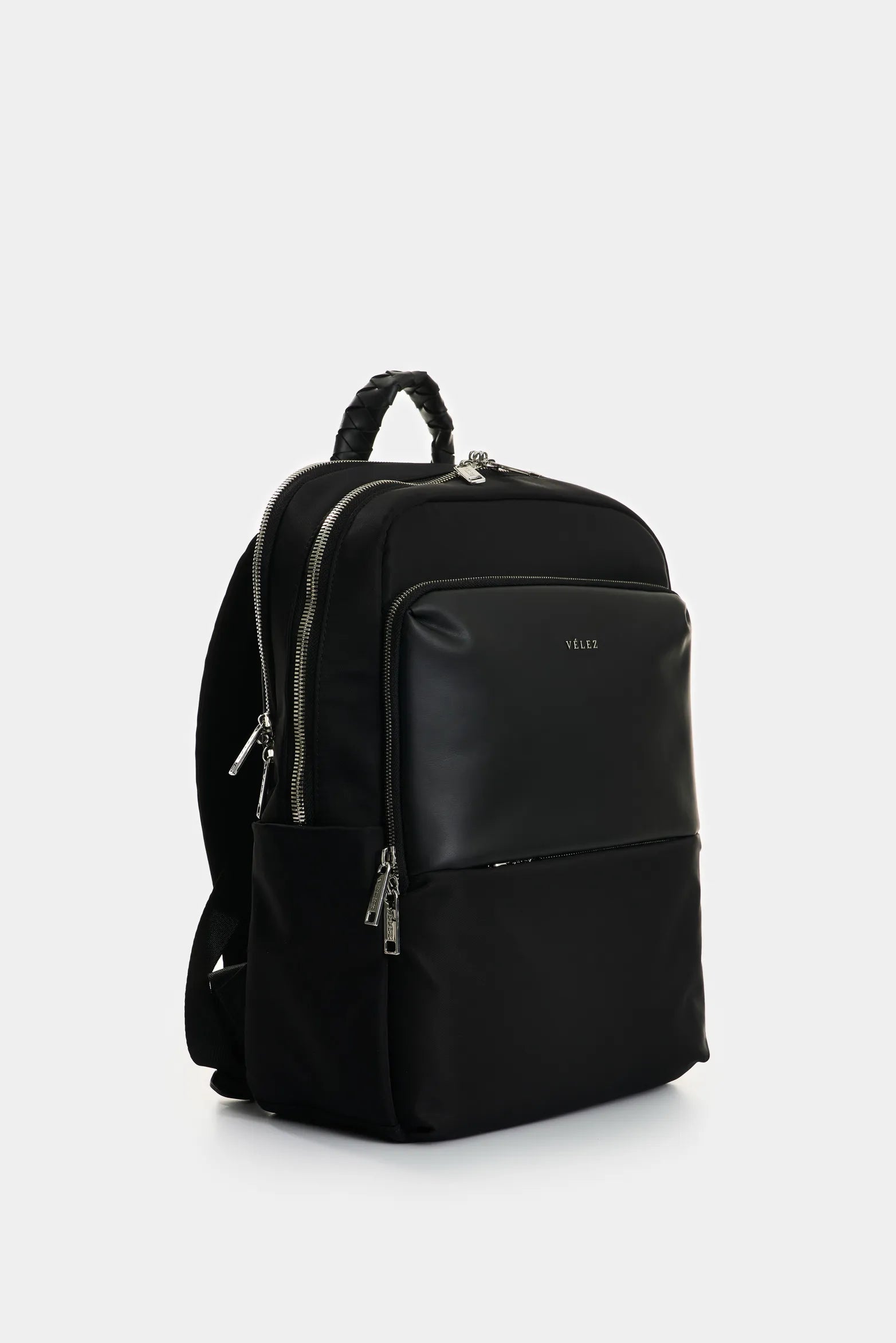 MORRAL MARFILO DE CUERO Y NYLON PARA MUJER MANIJA TRENZADA