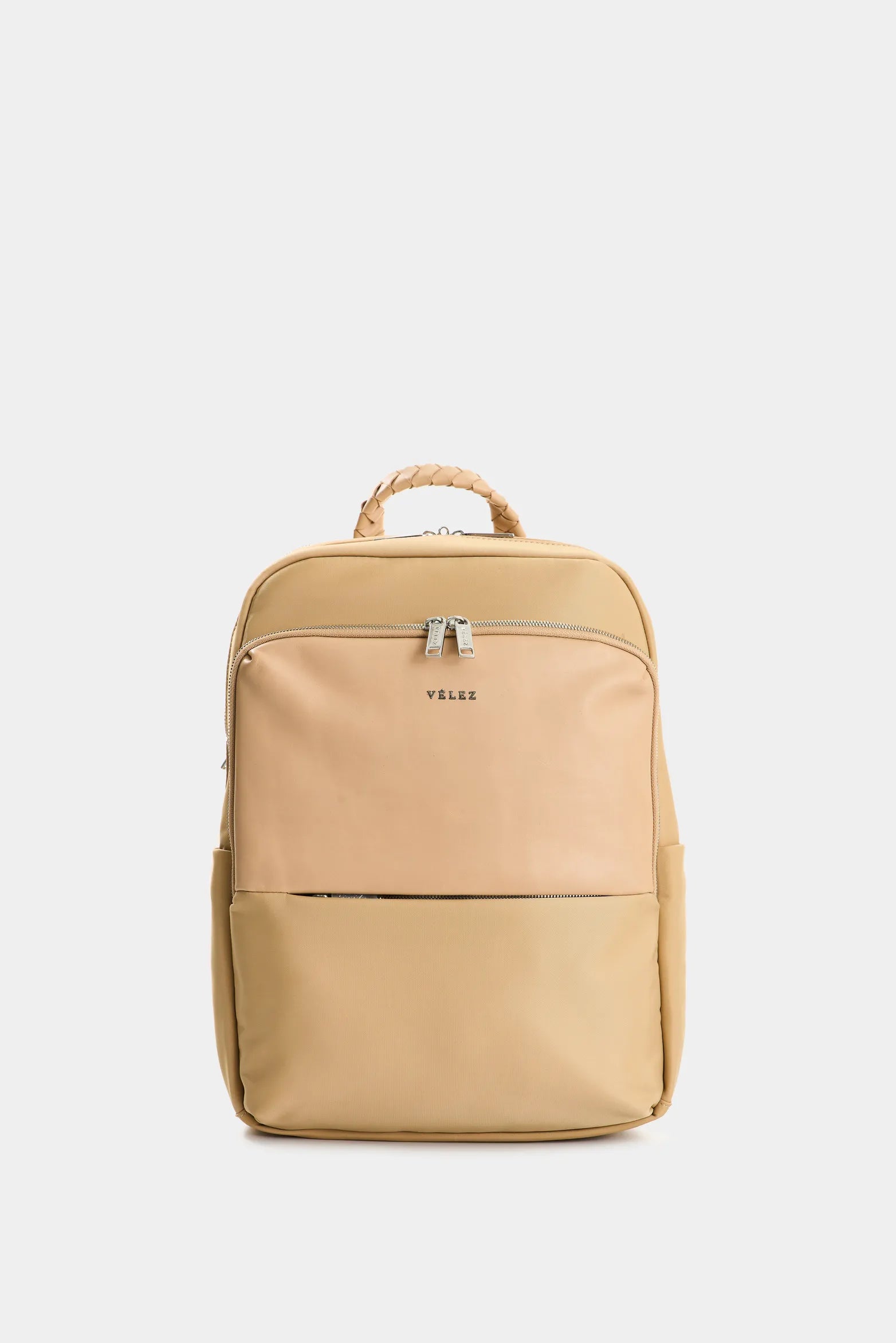 MORRAL MARFILO DE CUERO Y NYLON PARA MUJER MANIJA TRENZADA