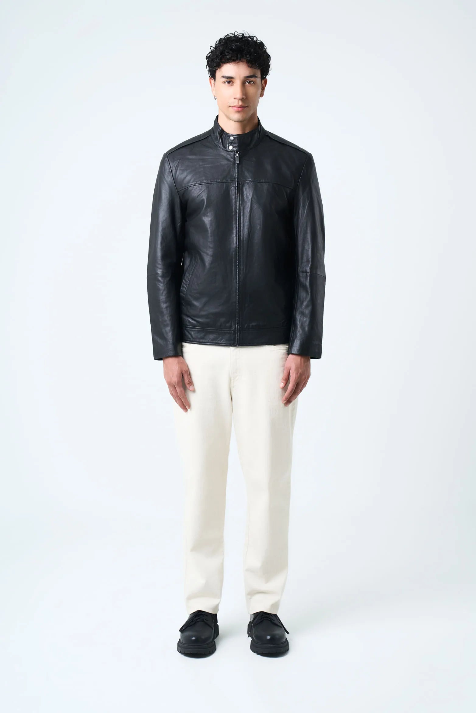 CHAQUETA BOSA DE CUERO PARA HOMBRE FIT SEMI HOLGADO