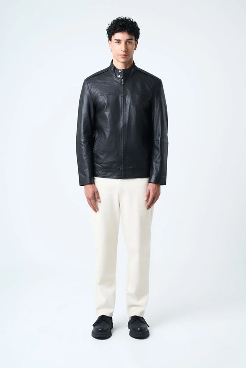 CHAQUETA BOSA DE CUERO PARA HOMBRE FIT SEMI HOLGADO