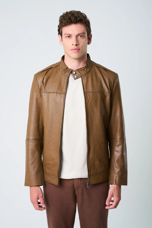 CHAQUETA BOSA DE CUERO PARA HOMBRE FIT SEMI HOLGADO