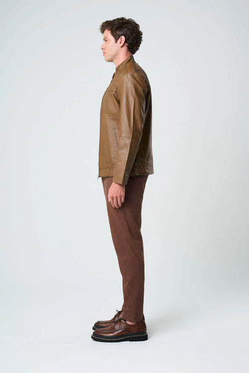 CHAQUETA BOSA DE CUERO PARA HOMBRE FIT SEMI HOLGADO