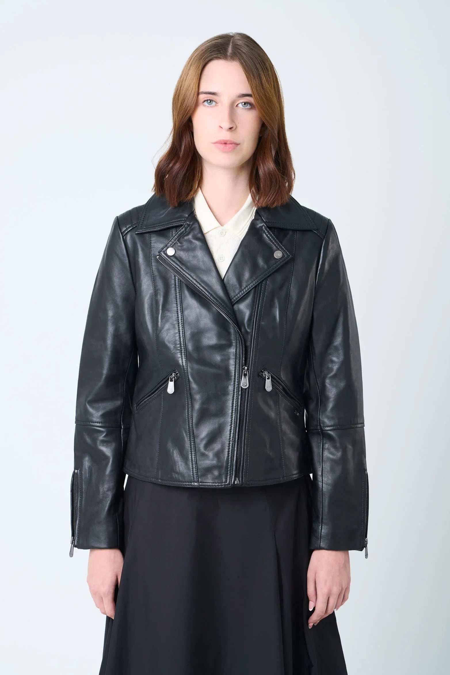 CHAQUETA BIKER ISLAND DE CUERO PARA MUJER FIT AJUSTADO