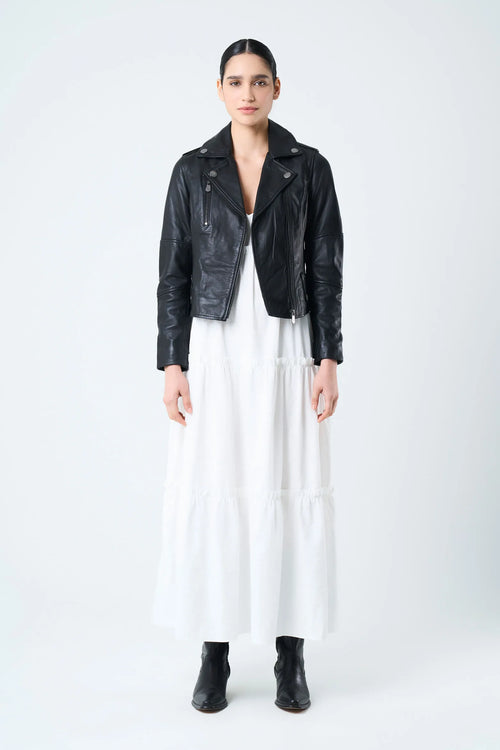 CHAQUETA BIKER ROYAL DE CUERO PARA MUJER FIT AJUSTADO