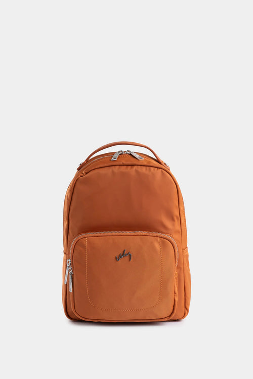 Morral Púrpura pequeño de lona para mujer manija cuero