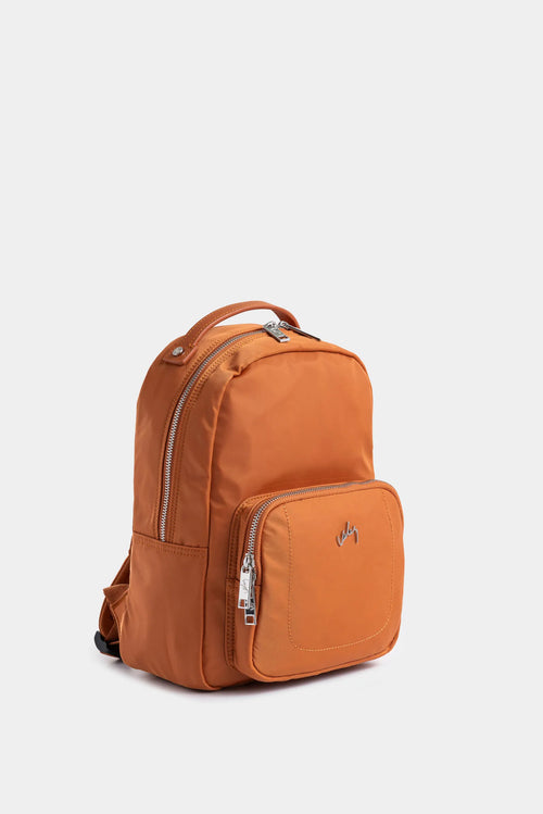 Morral Púrpura pequeño de lona para mujer manija cuero