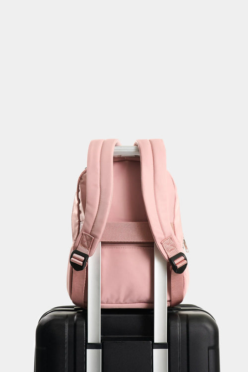 Morral Púrpura pequeño de lona para mujer manija cuero