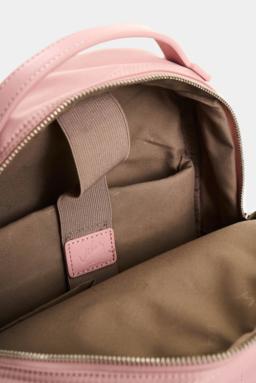 Morral Púrpura pequeño de lona para mujer manija cuero