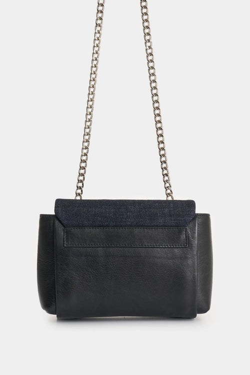 MANOS LIBRES MINI LILI EN DENIM Y CUERO PARA MUJER BORDADO