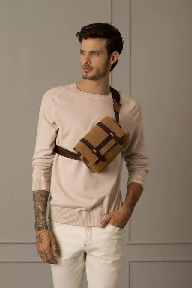 RIÑONERA CASUAL DE CUERO VINTAGE MIEL