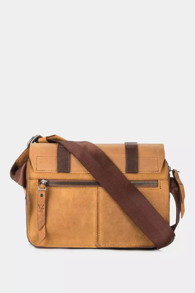 RIÑONERA CASUAL DE CUERO VINTAGE MIEL