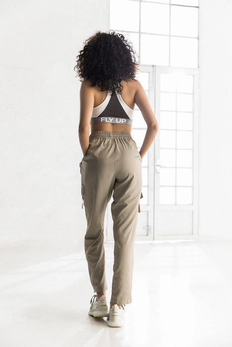 Pants para mujer cargo ventos bolsillos laterales funcionales —