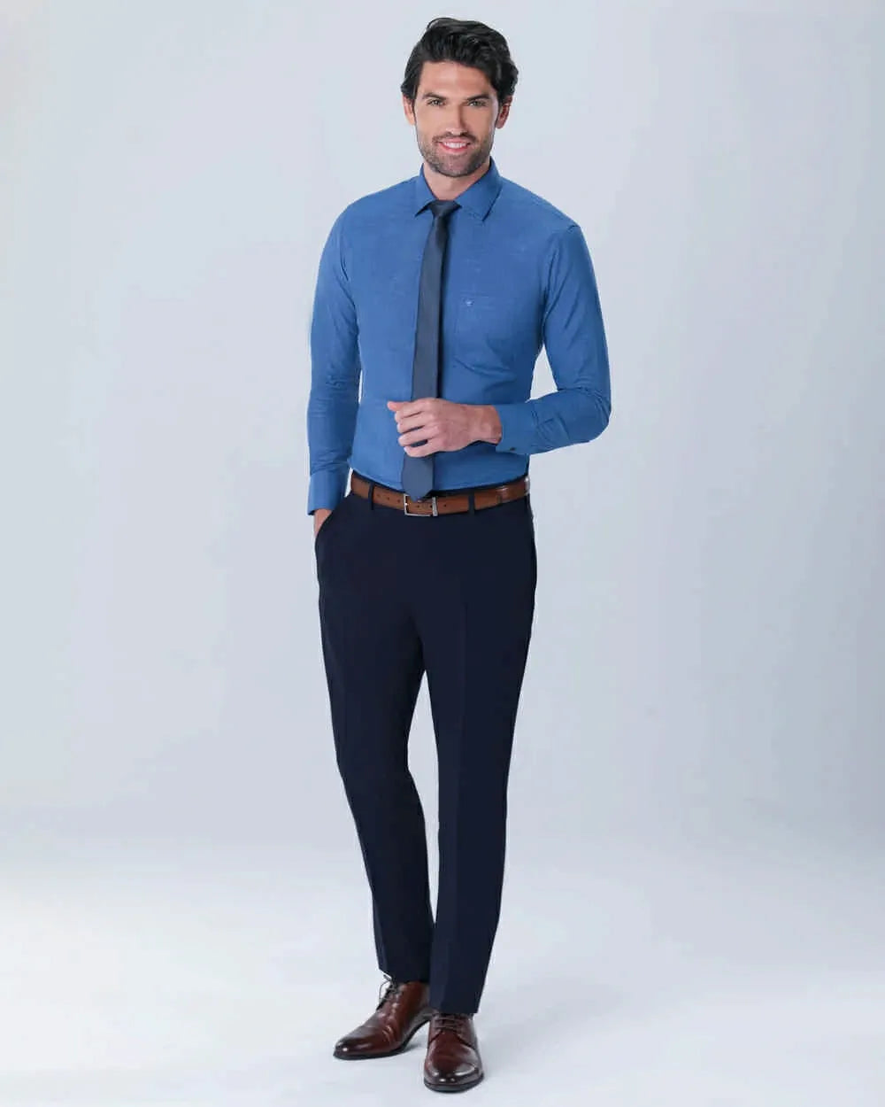 ME-0045302 Pantalón vestir manhattan slim fit 4 way stretch azul