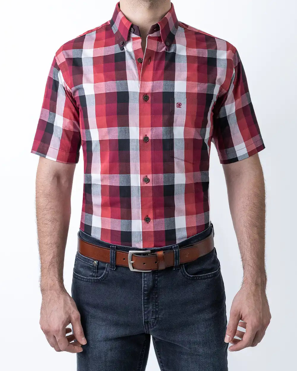 CP-0208302 Camisa casual regular fit cuadros vino