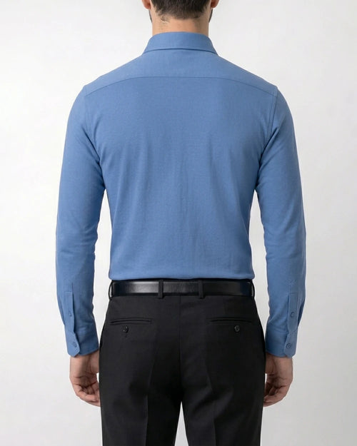 PZ-0000301 Premium bambú stretch signature piqué celeste
