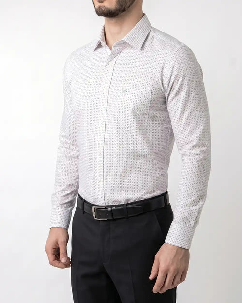 PX-0013501 Camisa de vestir slim fit minicheck bambú stretch blanco