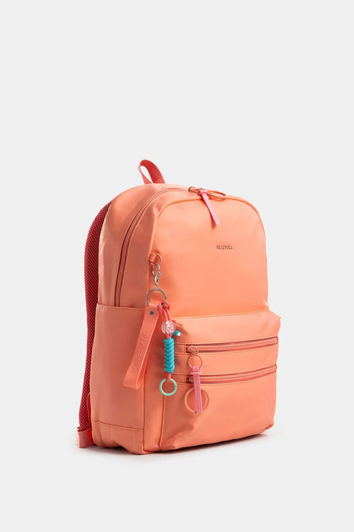 BOLSO TIPO MORRAL GRANDE CON CIERRES TRANSLÚCIDOS Y BOLSILLO FRONTAL