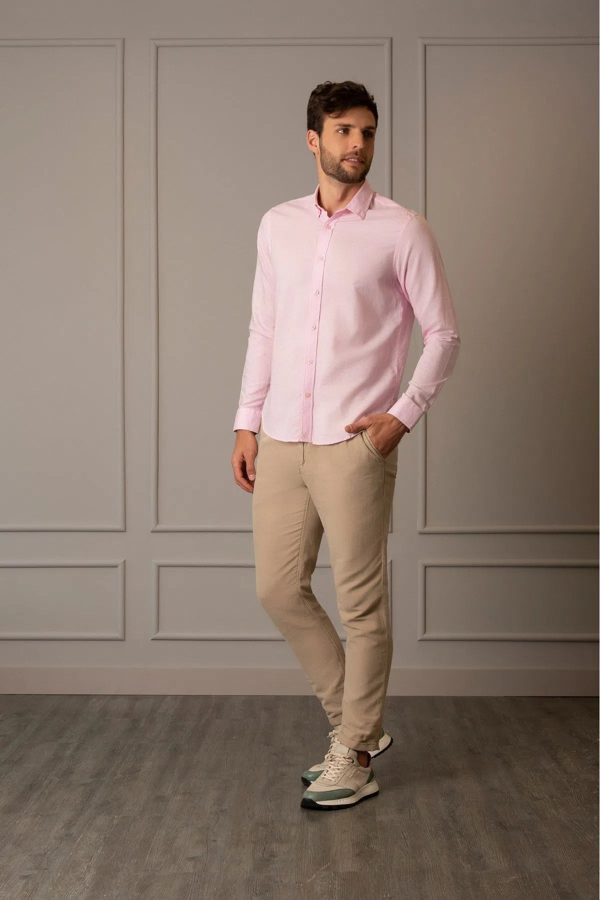 Camisa manga larga para hombre fibras naturas