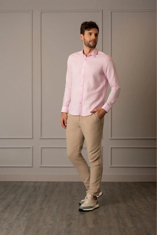 Camisa manga larga para hombre fibras naturas