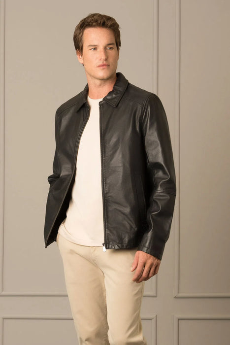 Chumpa de cuero para hombre clásica —