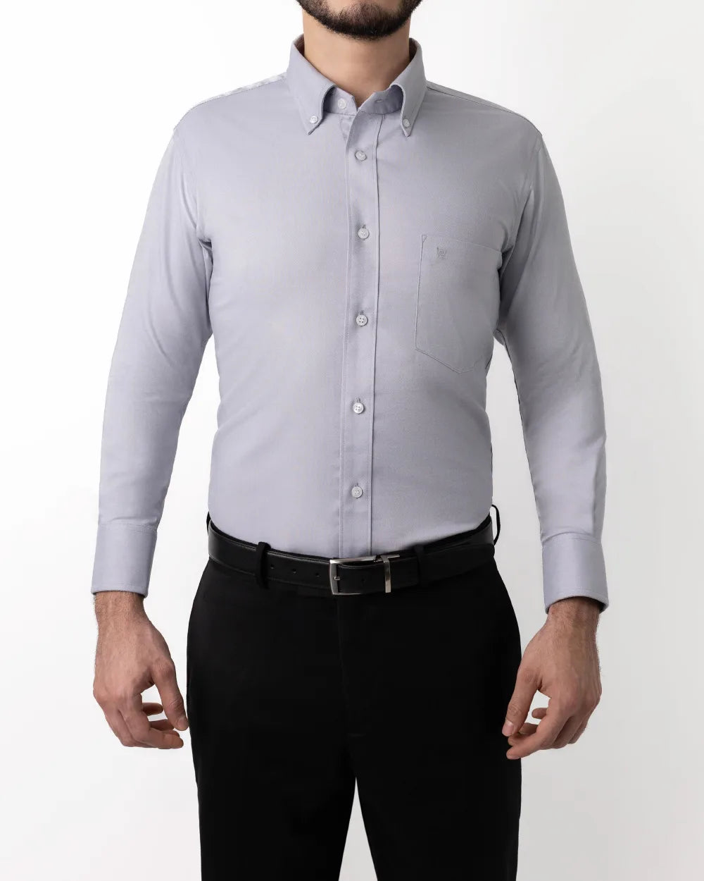 OX-0000201 Camisa de vestir slim fit oxford bambú stretch gris