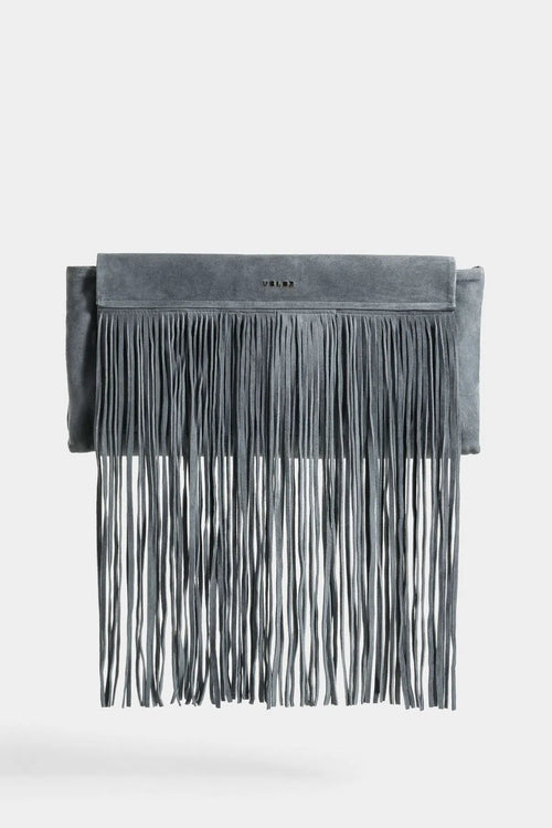 MANOS LIBRES CEREZO DE CUERO GAMUZA PARA MUJER FLECOS