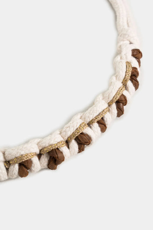 COLLAR MALAQUITA DE CUERO Y ALGODÓN TRENZADO