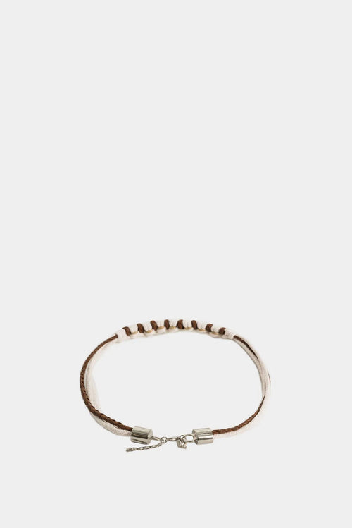 COLLAR MALAQUITA DE CUERO Y ALGODÓN TRENZADO