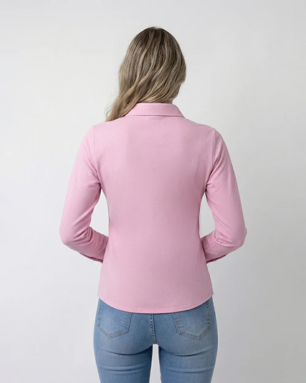 DH-0000501 Blusa de vestir oxford bambu stretch rosada