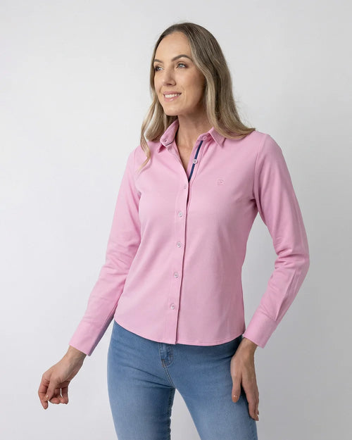 DH-0000501 Blusa de vestir oxford bambu stretch rosada