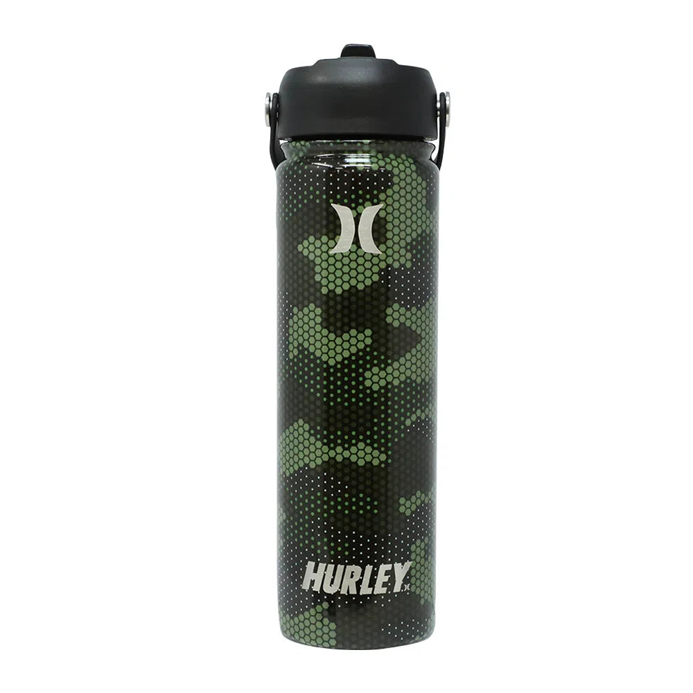 Termo Hurley print de acero inoxidable tapa con pajilla
