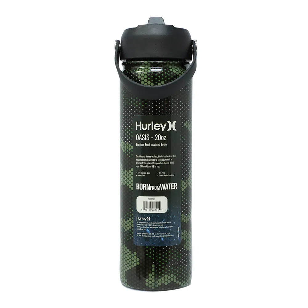 Termo Hurley print de acero inoxidable tapa con pajilla