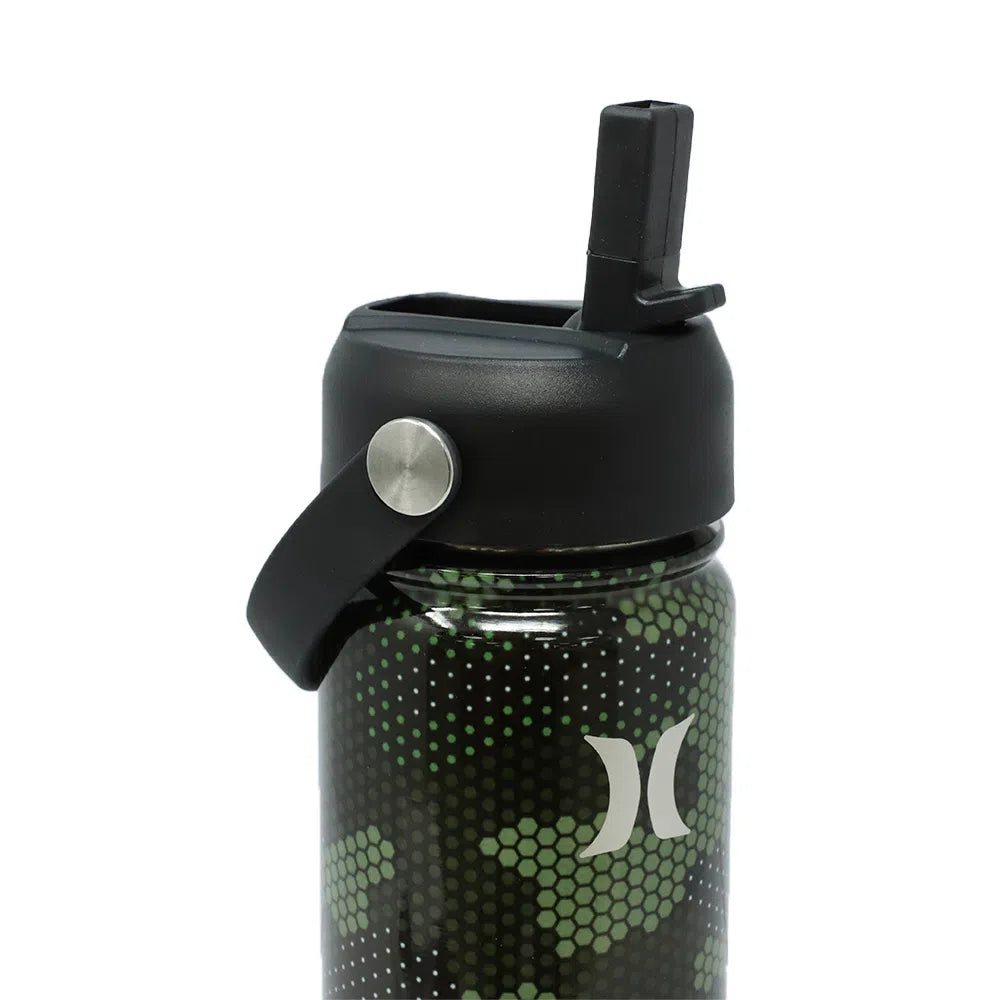 Termo Hurley print de acero inoxidable tapa con pajilla