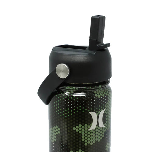 Termo Hurley print de acero inoxidable tapa con pajilla
