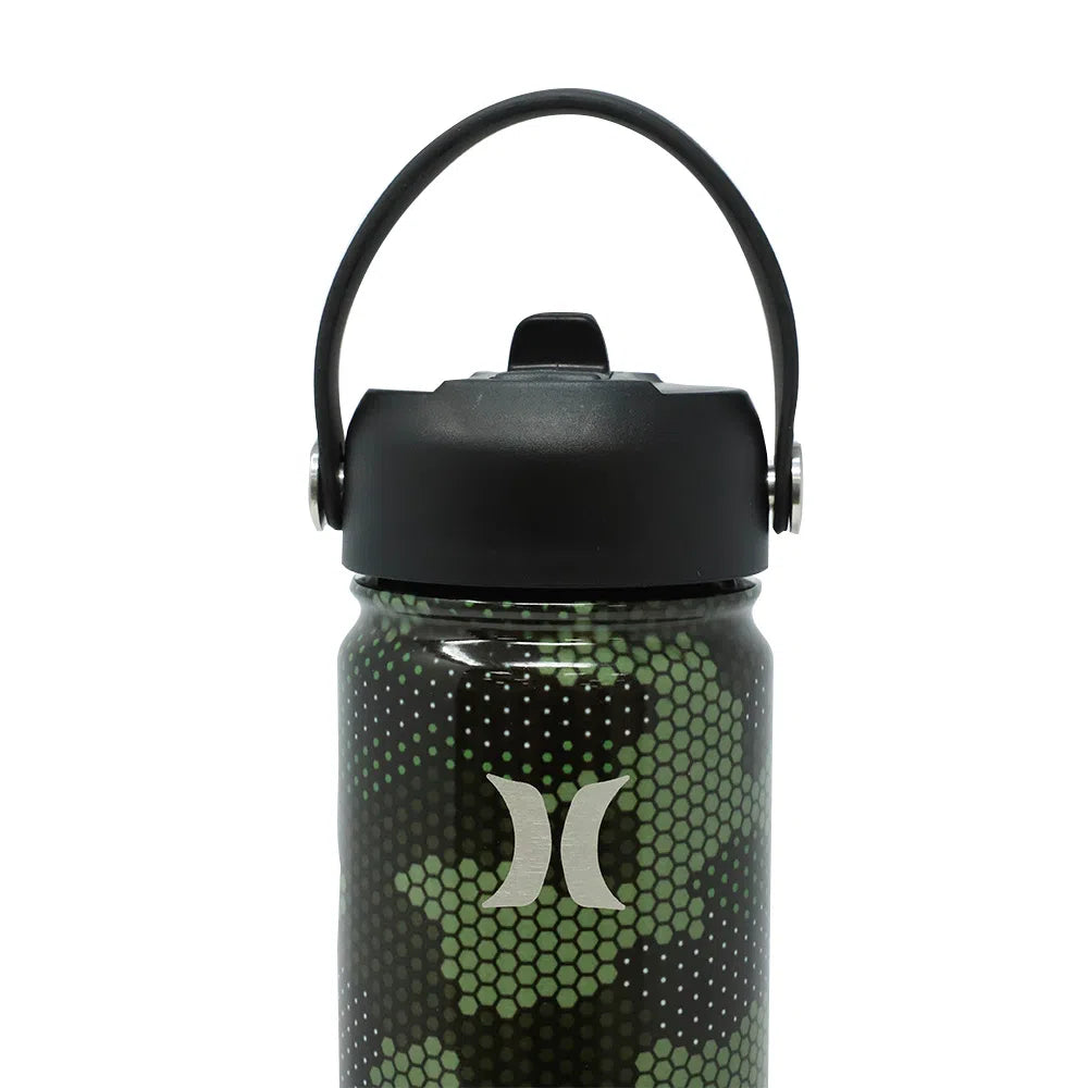 Termo Hurley print de acero inoxidable tapa con pajilla