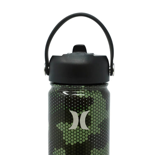 Termo Hurley print de acero inoxidable tapa con pajilla