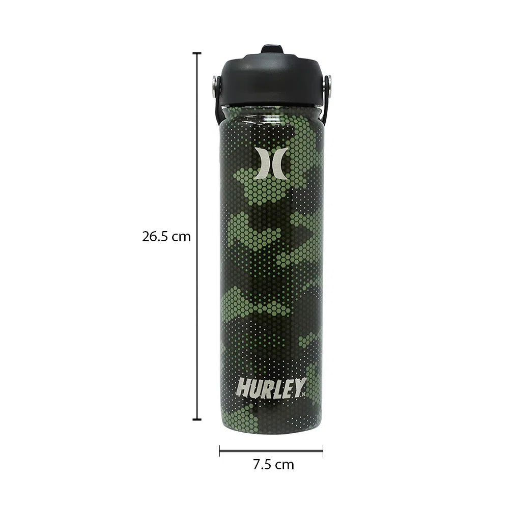 Termo Hurley print de acero inoxidable tapa con pajilla