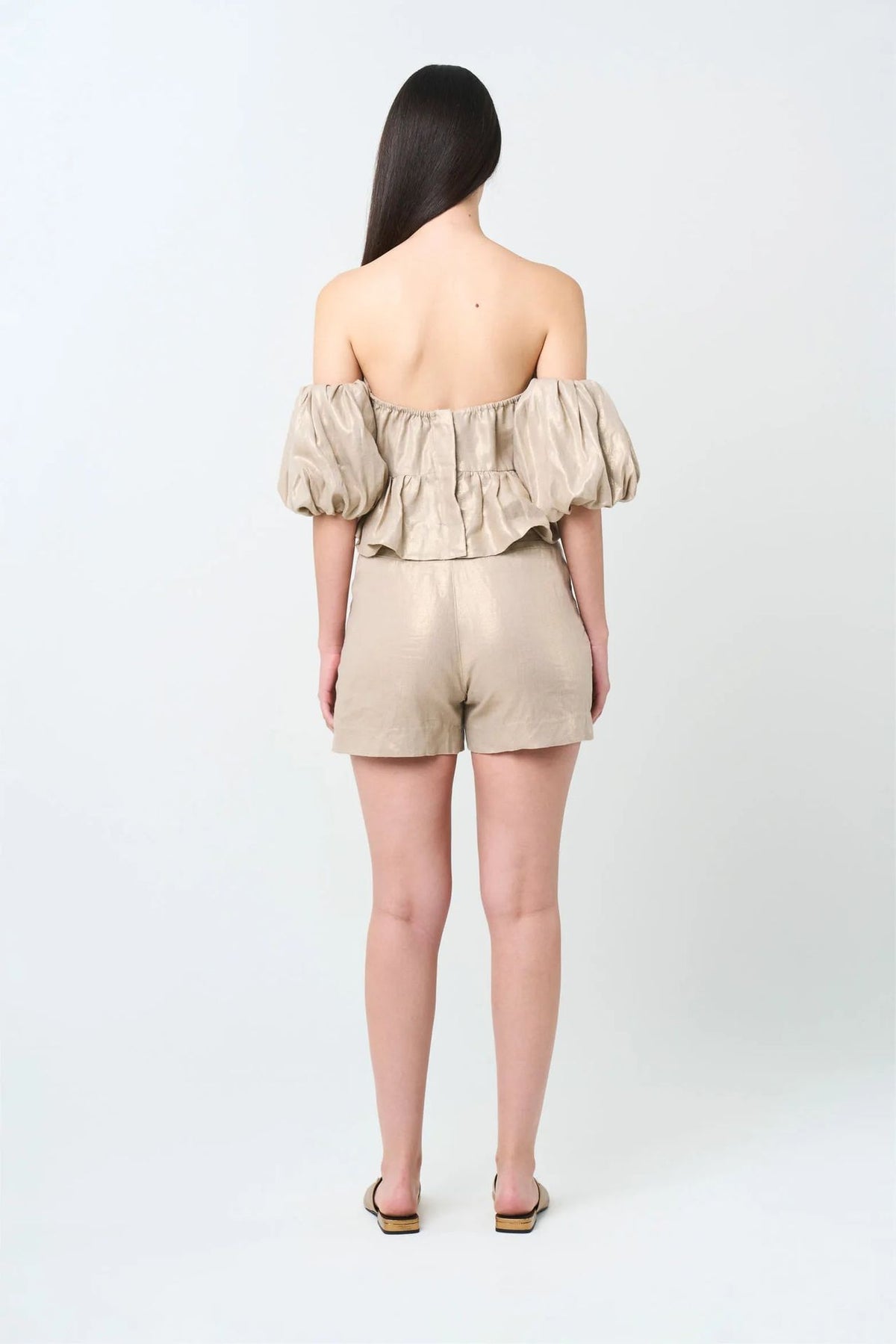 1039154 Camisa Elios en lino para mujer silueta cropped