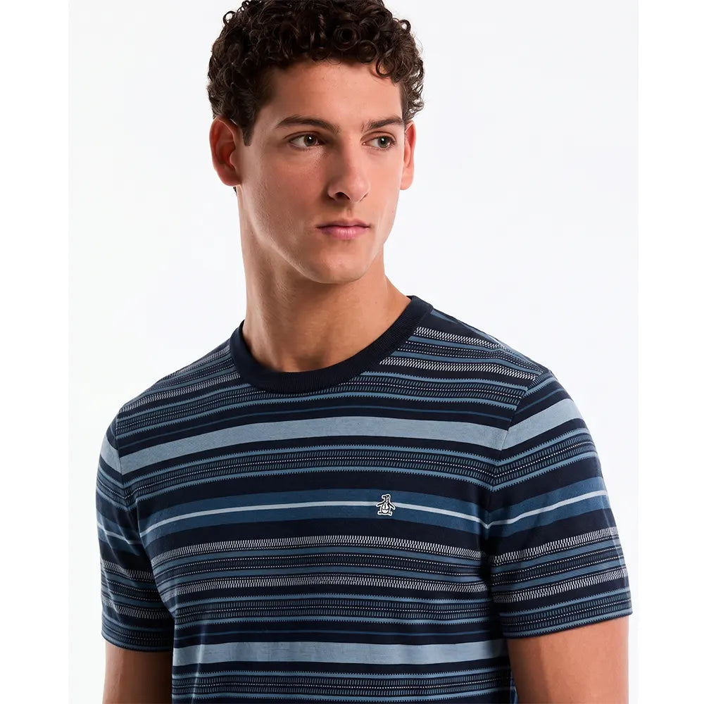 GK-M2609413 CAMISETA DE MANGA CORTA DE JACQUARD DE ALGODÓN CON RAYAS DISCONTINUAS