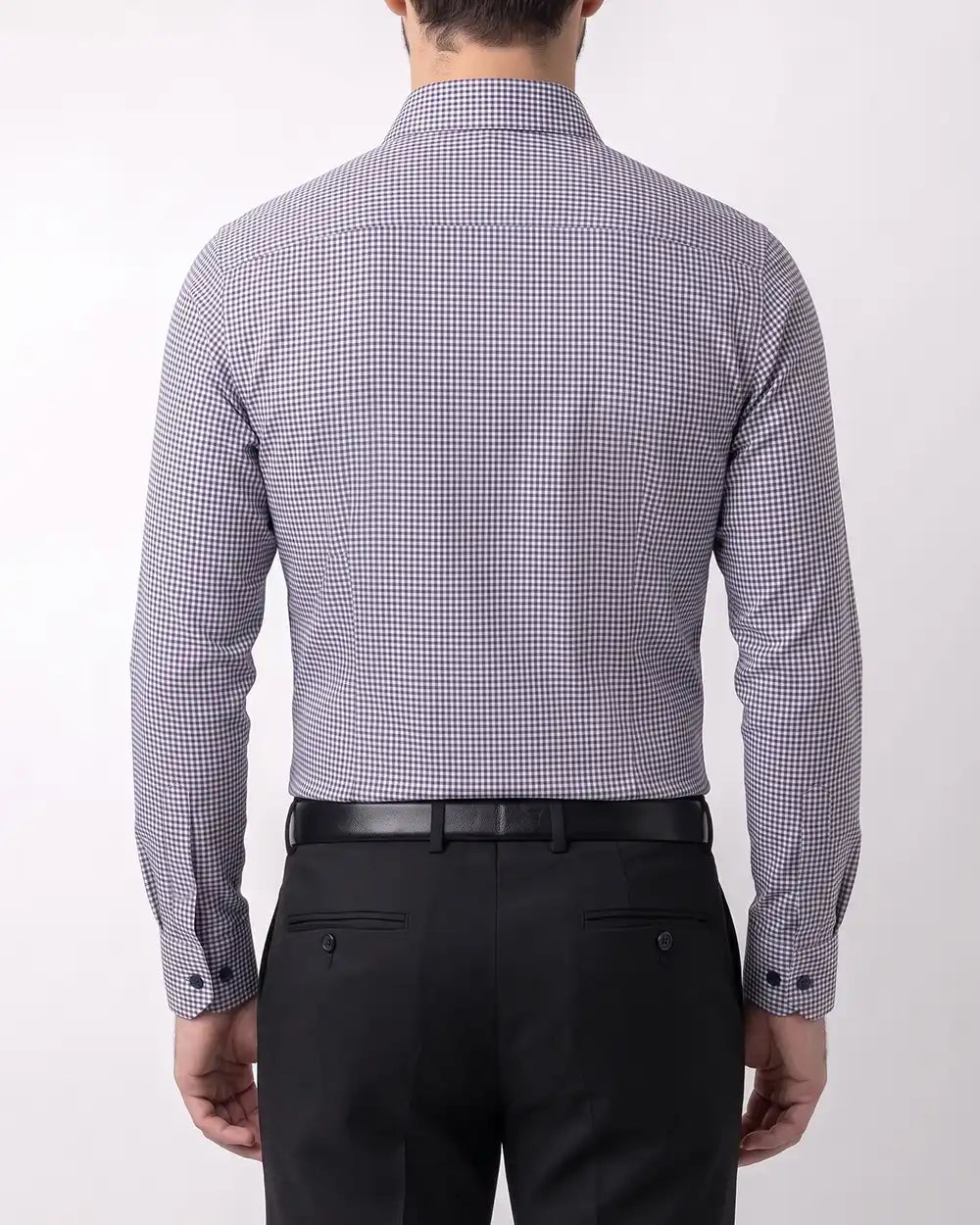 PK-0001101 Camisa de vestir slim fit minicheck bambú stretch gris
