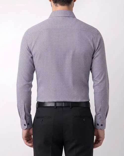 PK-0001101 Camisa de vestir slim fit minicheck bambú stretch gris