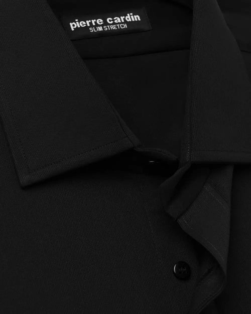 PQ-0000501 Camisa de vestir slim fit piqué bambú stretch negro