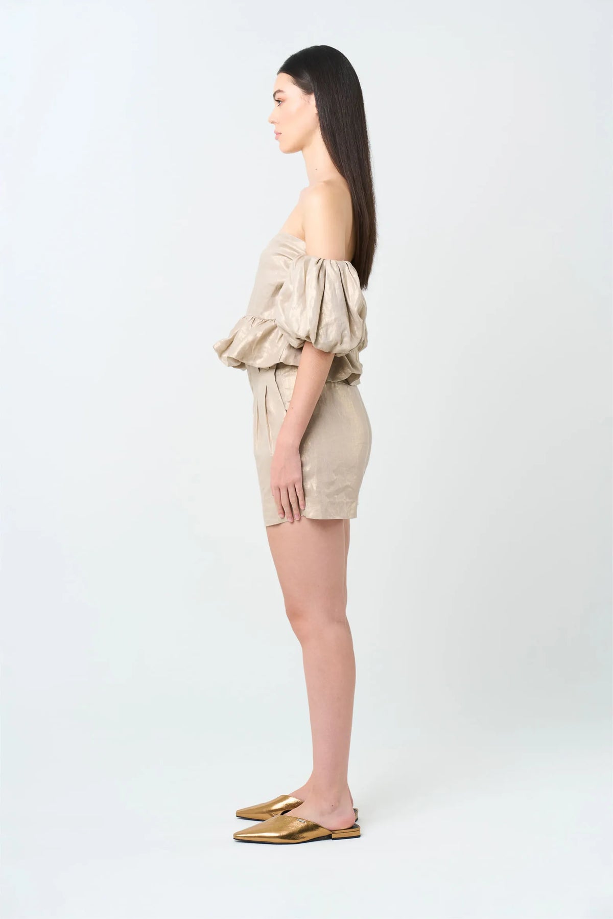 1039154 Camisa Elios en lino para mujer silueta cropped