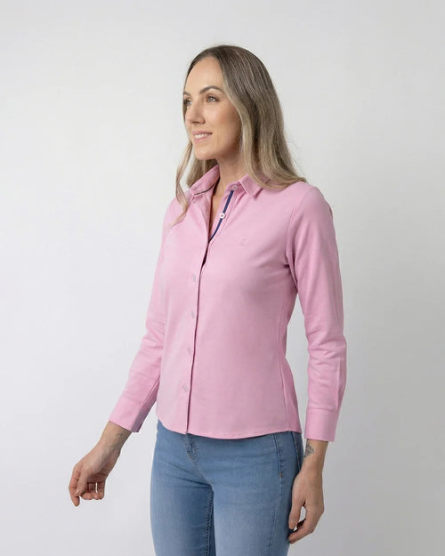 DH-0000501 Blusa de vestir oxford bambu stretch rosada